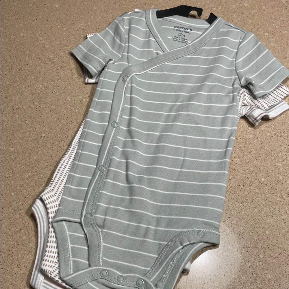 Trio of Carter's Patterned and Striped Bodysuits
